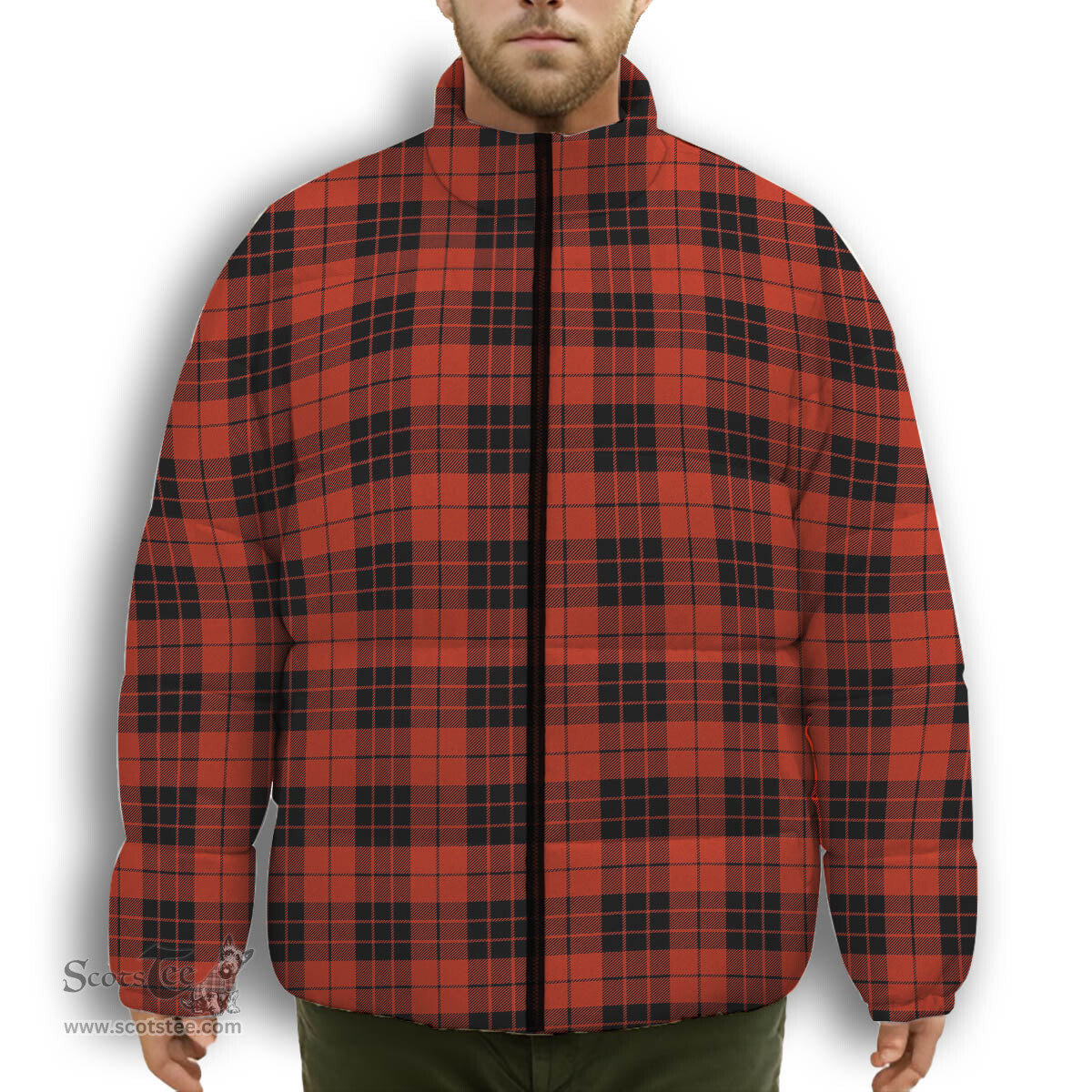 ScotsTee Shop Scottish MacLeod of Raasay Ancient Premium Tartan Collar Down Jacket Winter White Duck Down Plaid