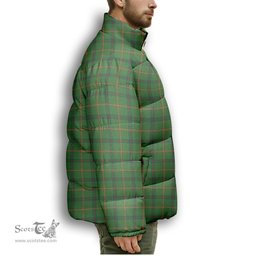 ScotsTee Shop Scottish Strachan Hunting Modern Premium Tartan Collar Down Jacket Winter White Duck Down Plaid