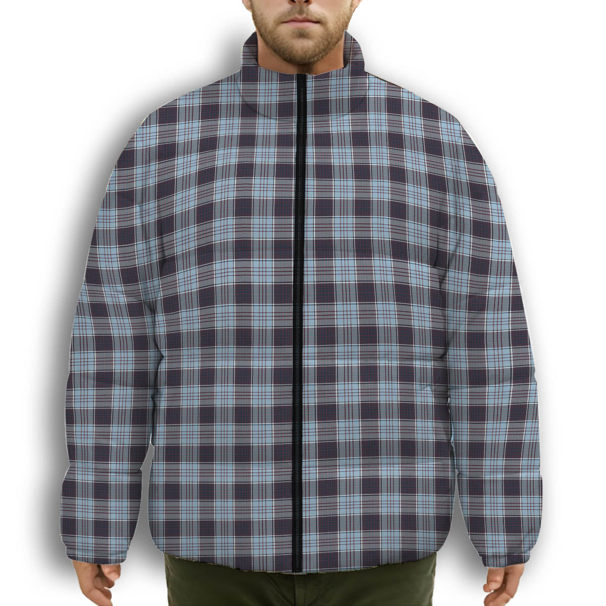 ScotsTee Shop Scottish Royal Canadian Air Force Premium Tartan Collar Down Jacket Winter White Duck Down Plaid