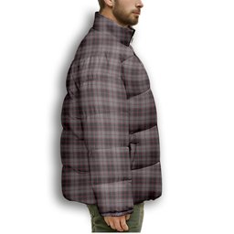 ScotsTee Shop Scottish MacPherson Hunting Premium Tartan Collar Down Jacket Winter White Duck Down Plaid