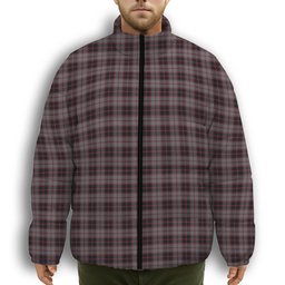 ScotsTee Shop Scottish MacPherson Hunting Premium Tartan Collar Down Jacket Winter White Duck Down Plaid