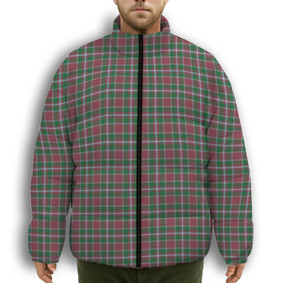 ScotsTee Shop Scottish Spens Ancient Premium Tartan Collar Down Jacket Winter White Duck Down Plaid