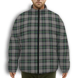 ScotsTee Shop Scottish MacSheehy Premium Tartan Collar Down Jacket Winter White Duck Down Plaid