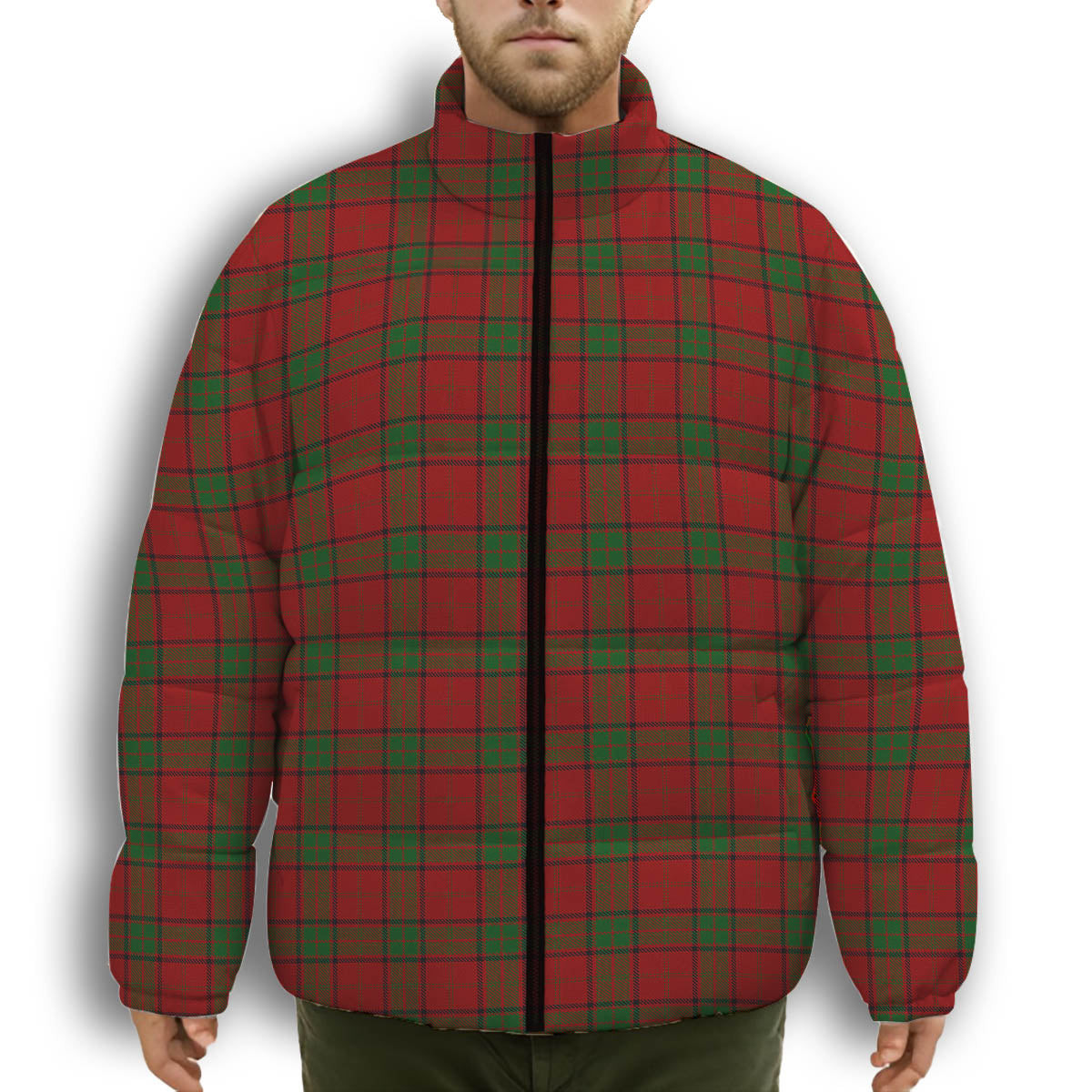 ScotsTee Shop Scottish Maxwell Premium Tartan Collar Down Jacket Winter White Duck Down Plaid