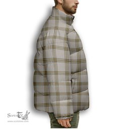 ScotsTee Shop Scottish Young in Australia Premium Tartan Collar Down Jacket Winter White Duck Down Plaid