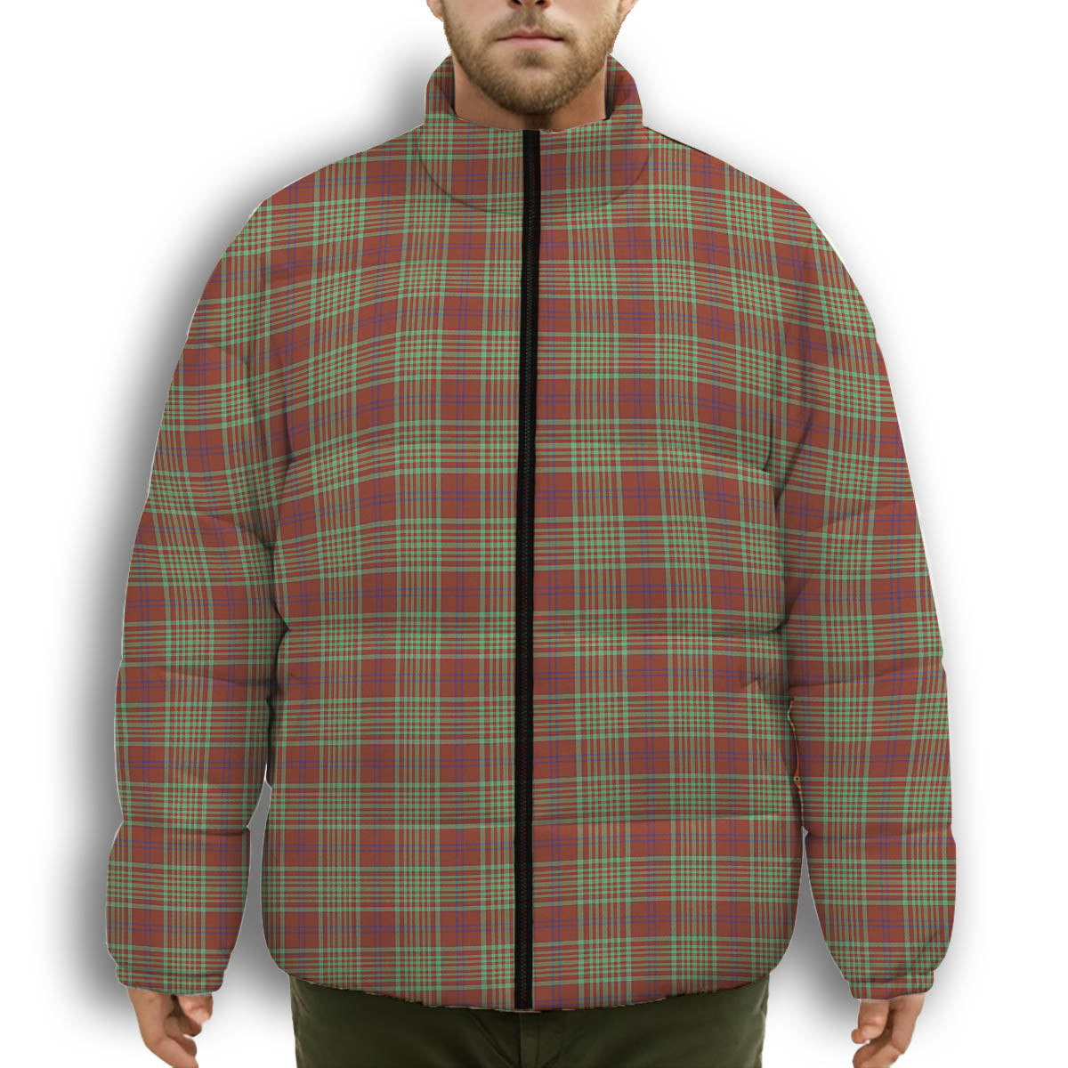 ScotsTee Shop Scottish MacGillivray Hunting Ancient Premium Tartan Collar Down Jacket Winter White Duck Down Plaid