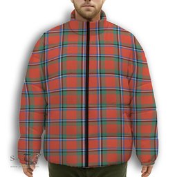 ScotsTee Shop Scottish Sinclair Ancient Premium Tartan Collar Down Jacket Winter White Duck Down Plaid