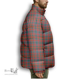 ScotsTee Shop Scottish Sinclair Lyon Count Ancient Premium Tartan Collar Down Jacket Winter White Duck Down Plaid