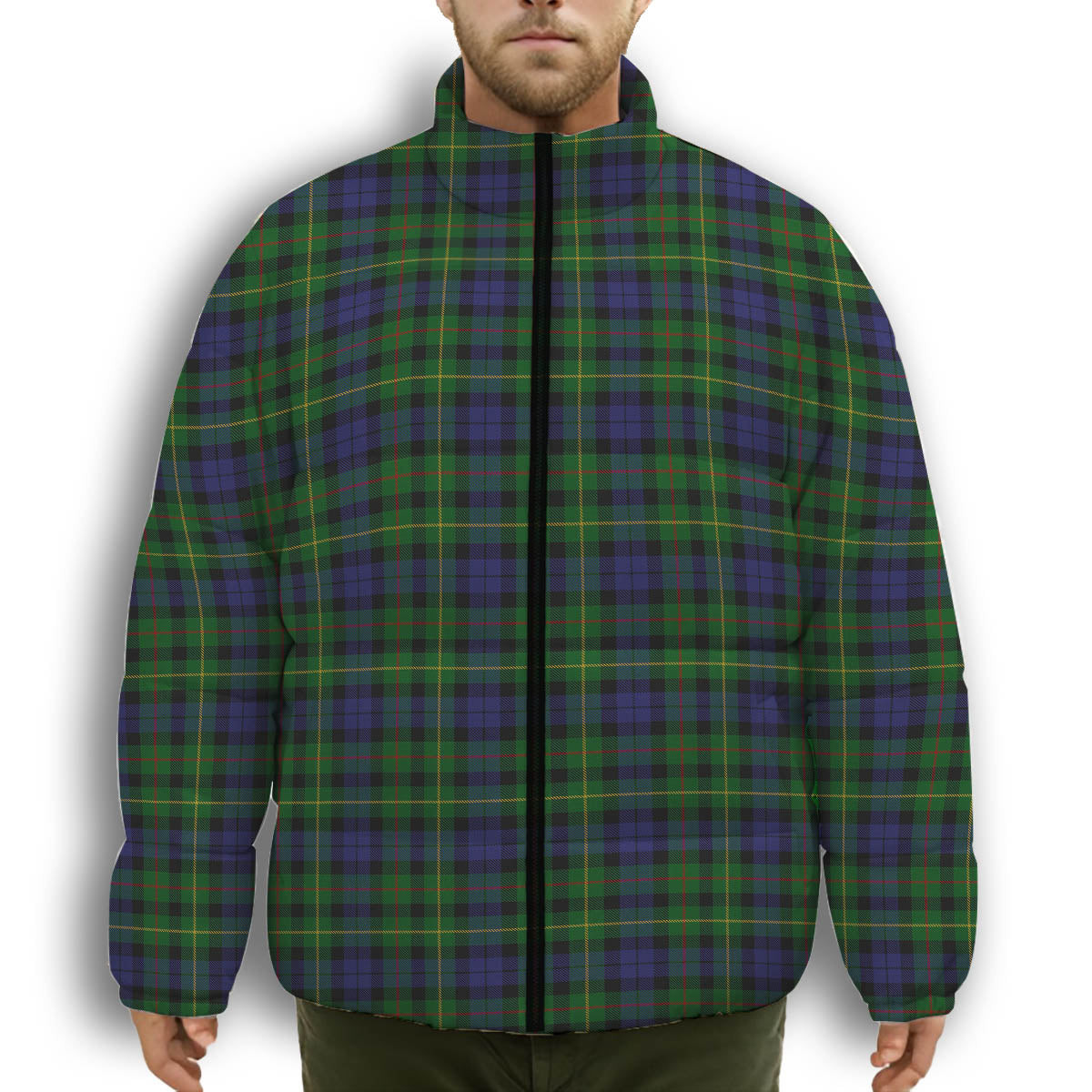 ScotsTee Shop Scottish Rollo Premium Tartan Collar Down Jacket Winter White Duck Down Plaid