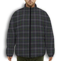 ScotsTee Shop Scottish MacGlynn Premium Tartan Collar Down Jacket Winter White Duck Down Plaid