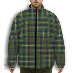 ScotsTee Shop Scottish Reid Green SC Premium Tartan Collar Down Jacket Winter White Duck Down Plaid