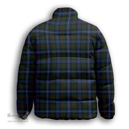ScotsTee Shop Scottish Robertson Hunting Premium Tartan Collar Down Jacket Winter White Duck Down Plaid