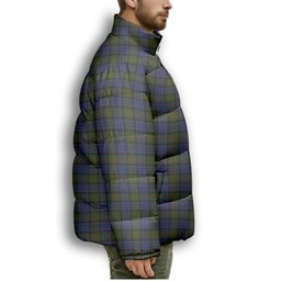 ScotsTee Shop Scottish MacFadzean Premium Tartan Collar Down Jacket Winter White Duck Down Plaid