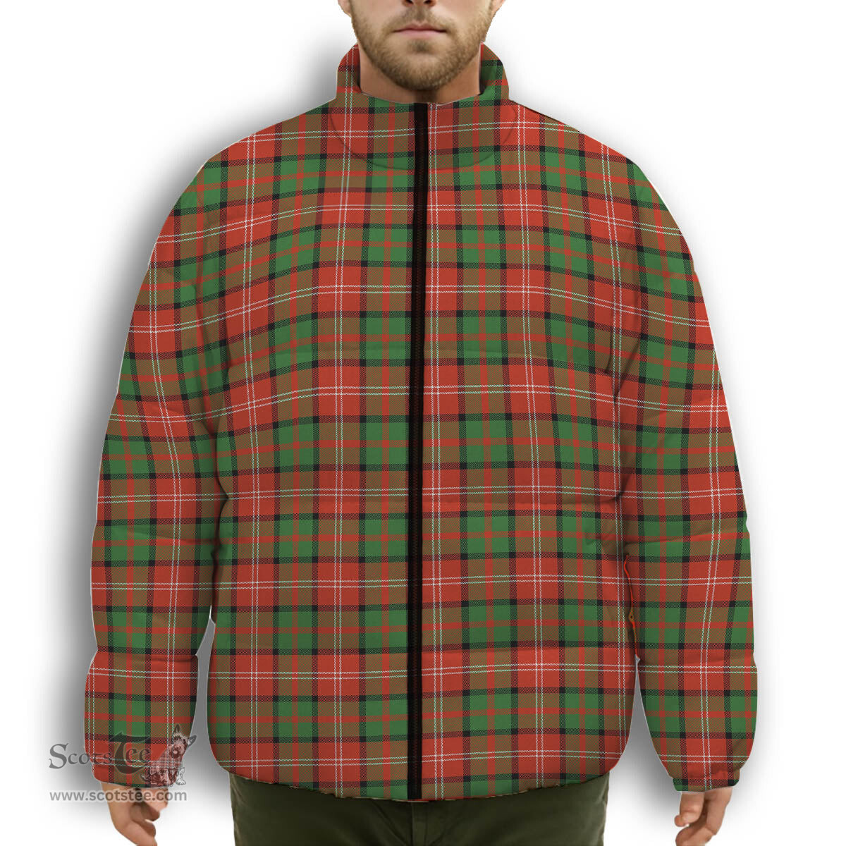 ScotsTee Shop Scottish Nisbet Ancient Premium Tartan Collar Down Jacket Winter White Duck Down Plaid