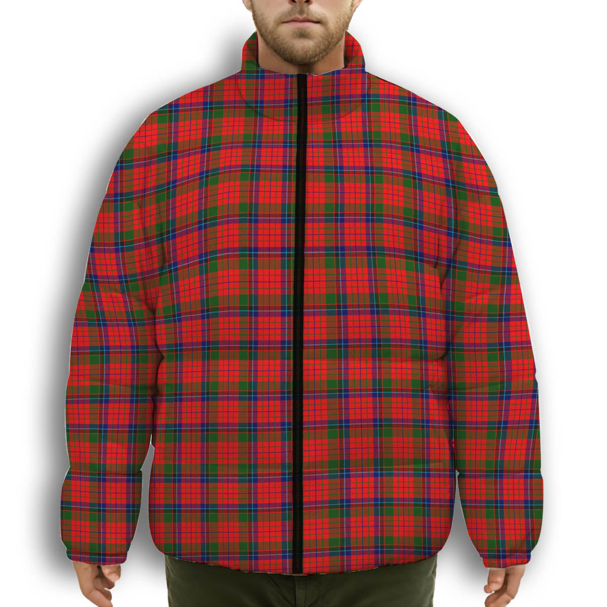 ScotsTee Shop Scottish MacNeacail of Scorrybreac Premium Tartan Collar Down Jacket Winter White Duck Down Plaid