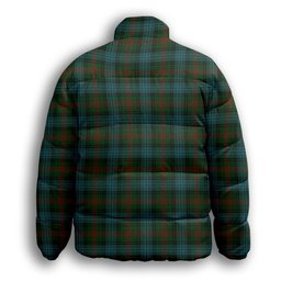 ScotsTee Shop Scottish Ross Hunting Premium Tartan Collar Down Jacket Winter White Duck Down Plaid