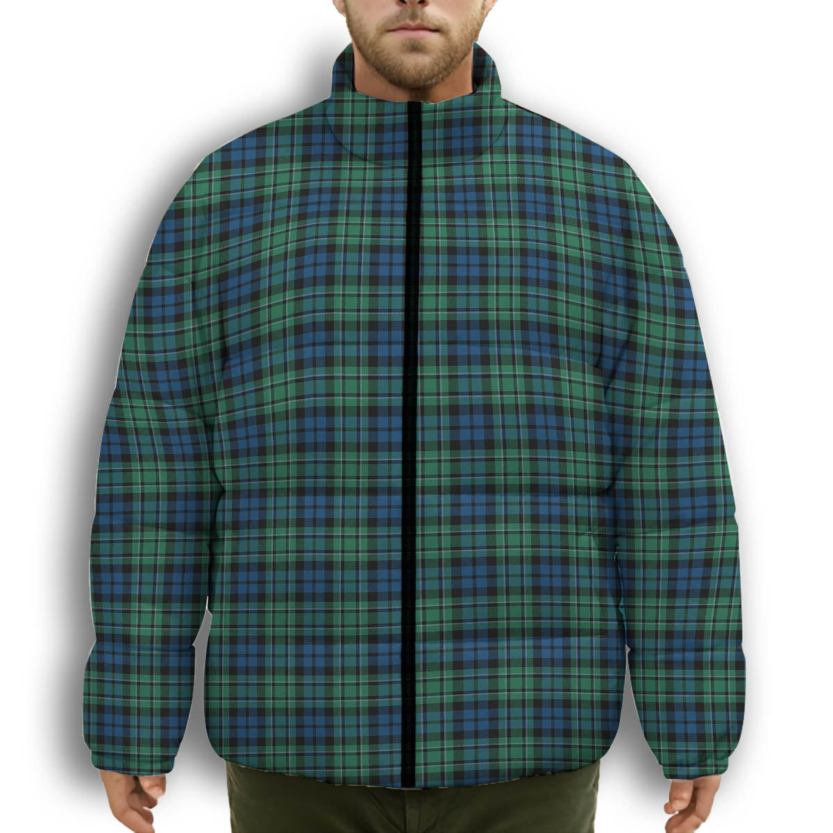 ScotsTee Shop Scottish MacCallum Ancient SC Premium Tartan Collar Down Jacket Winter White Duck Down Plaid