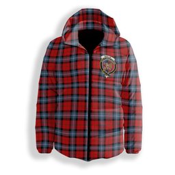 ScotsTee Shop Scottish Baillie of Polkemmet Red Modern Crest Tartan Down Jacket Winter White Duck Down Plaid