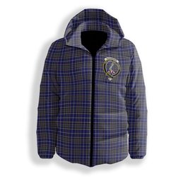 ScotsTee Shop Scottish Alexander of Menstry Crest Tartan Down Jacket Winter White Duck Down Plaid