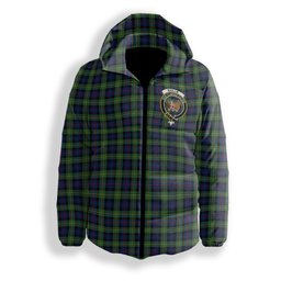 ScotsTee Shop Scottish Baillie Modern Crest Tartan Down Jacket Winter White Duck Down Plaid