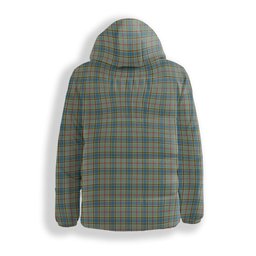 ScotsTee Shop Scottish Balfour Blue Crest Tartan Down Jacket Winter White Duck Down Plaid