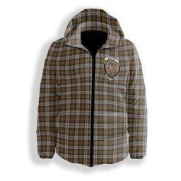 ScotsTee Shop Scottish Baillie Dress Crest Tartan Down Jacket Winter White Duck Down Plaid