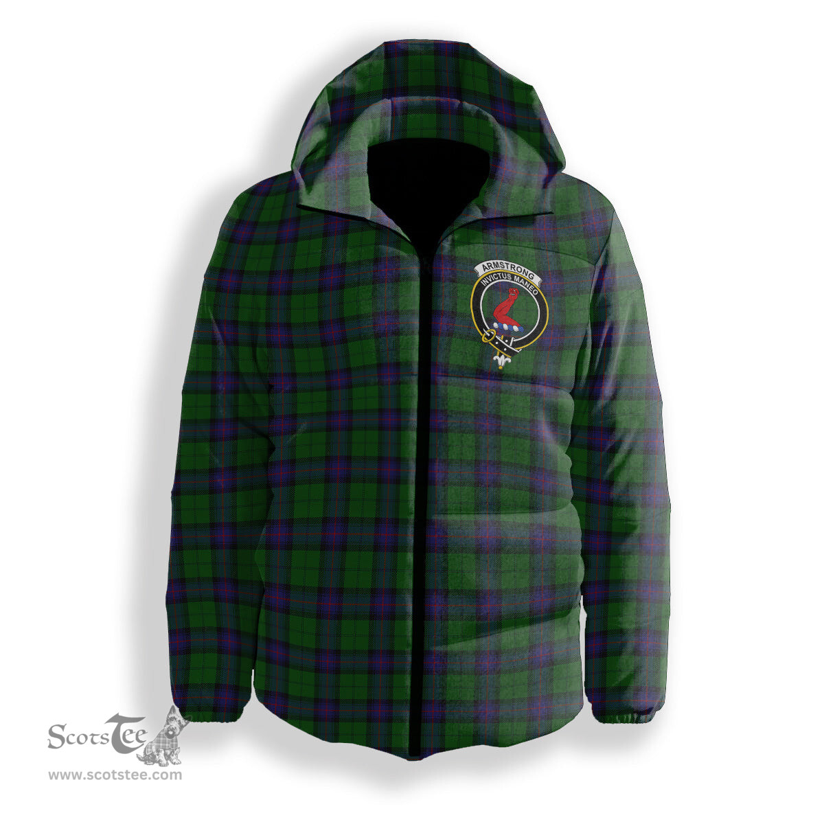 ScotsTee Shop Scottish Armstrong Crest Tartan Down Jacket Winter White Duck Down Plaid