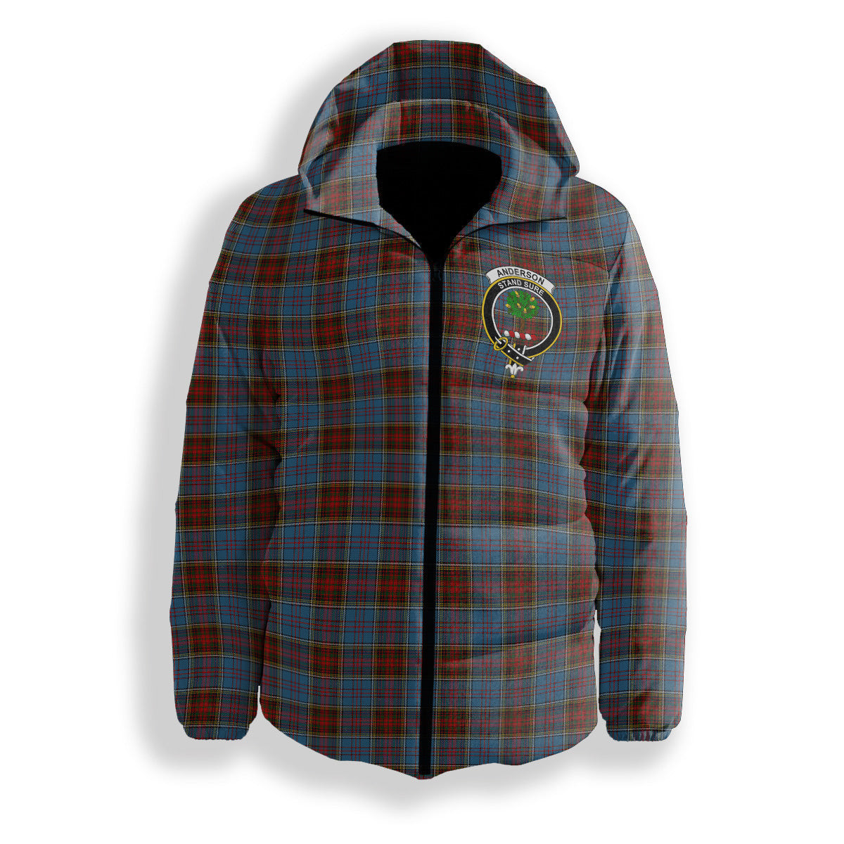 ScotsTee Shop Scottish Anderson MacGregor Hastie 1 Crest Tartan Down Jacket Winter White Duck Down Plaid