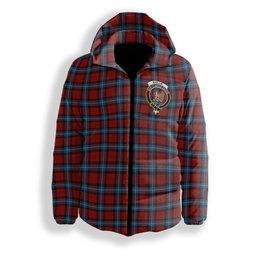 ScotsTee Shop Scottish Baillie of Polkemmet Red Crest Tartan Down Jacket Winter White Duck Down Plaid