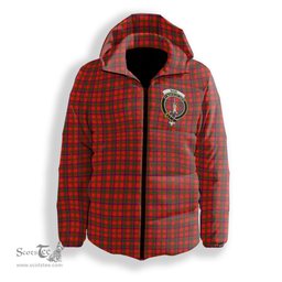 ScotsTee Shop Scottish Bain Crest Tartan Down Jacket Winter White Duck Down Plaid