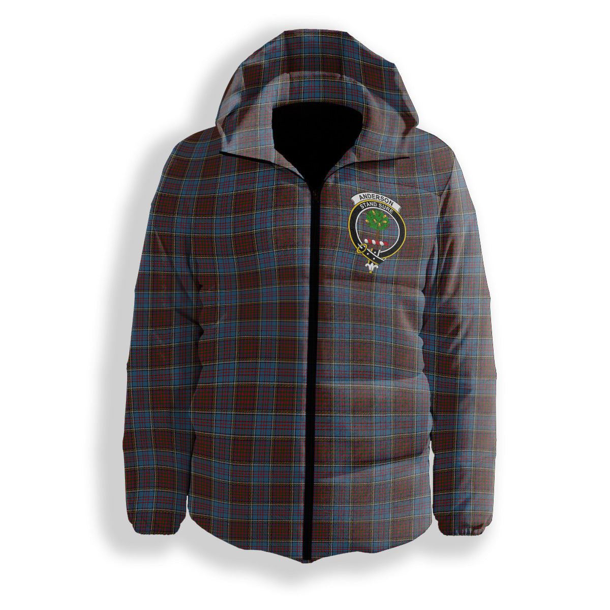 ScotsTee Shop Scottish Anderson Highland Society of London Crest Tartan Down Jacket Winter White Duck Down Plaid