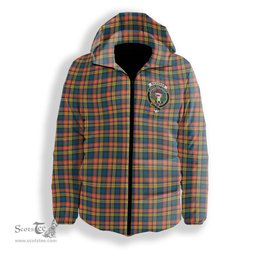 ScotsTee Shop Scottish Buchanan Ancient Crest Tartan Down Jacket Winter White Duck Down Plaid