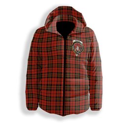 ScotsTee Shop Scottish Brodie Red Ancient Crest Tartan Down Jacket Winter White Duck Down Plaid