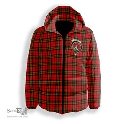 ScotsTee Shop Scottish Brodie Modern Crest Tartan Down Jacket Winter White Duck Down Plaid