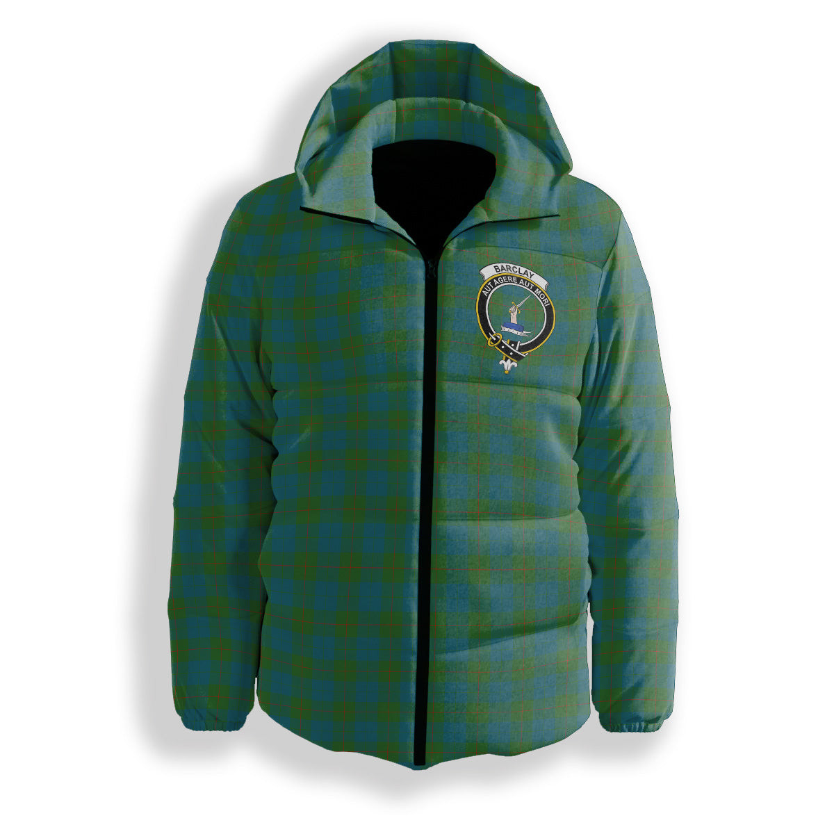 ScotsTee Shop Scottish Barclay Hunting Ancient Clan Crest Tartan Down Jacket Winter White Duck Down Plaid