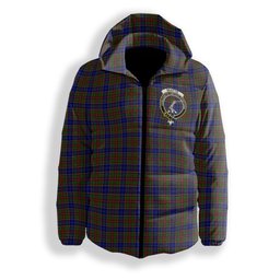 ScotsTee Shop Scottish Beattie (Beatty) Crest Tartan Down Jacket Winter White Duck Down Plaid