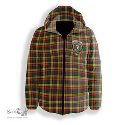 ScotsTee Shop Scottish Buchanan Modern Crest Tartan Down Jacket Winter White Duck Down Plaid