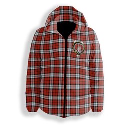 ScotsTee Shop Scottish Brodie Dress Ancient Crest Tartan Down Jacket Winter White Duck Down Plaid