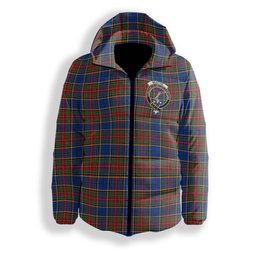 ScotsTee Shop Scottish Beattie (Beatty) Modern Crest Tartan Down Jacket Winter White Duck Down Plaid