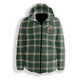 ScotsTee Shop Scottish Blair Dress Ancient Crest Tartan Down Jacket Winter White Duck Down Plaid