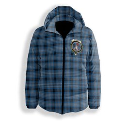 ScotsTee Shop Scottish Brodie Countryfare Ancient Crest Tartan Down Jacket Winter White Duck Down Plaid