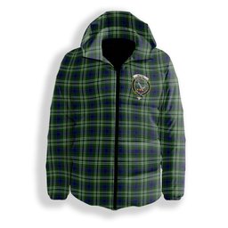 ScotsTee Shop Scottish Blyth Crest Tartan Down Jacket Winter White Duck Down Plaid