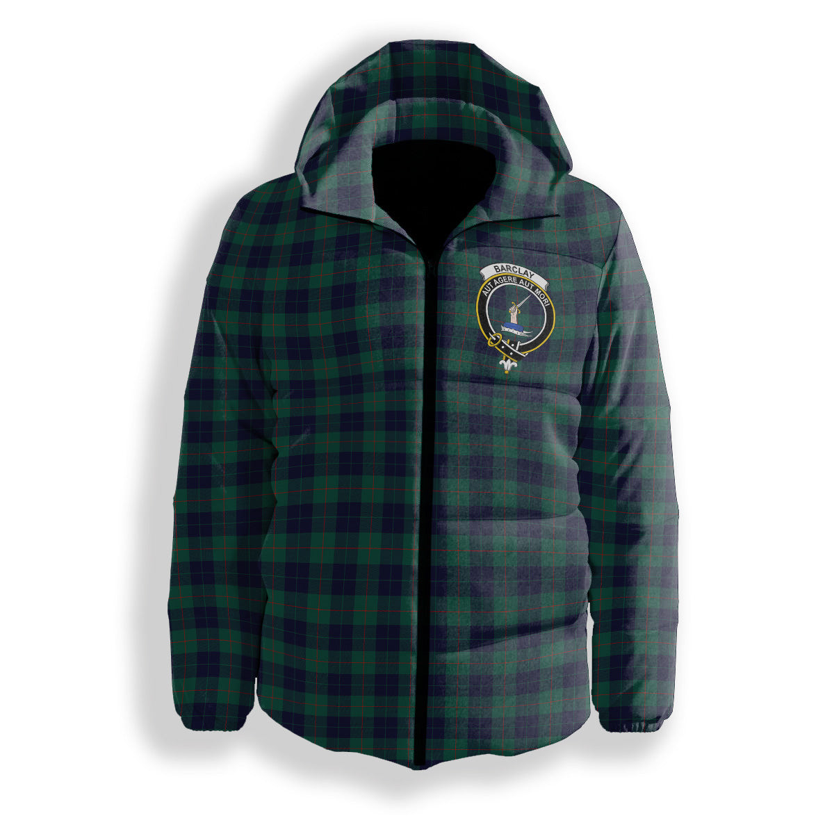 ScotsTee Shop Scottish Barclay Hunting Modern Clan Crest Tartan Down Jacket Winter White Duck Down Plaid