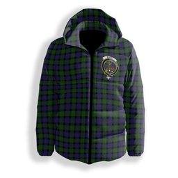 ScotsTee Shop Scottish Blair Crest Tartan Down Jacket Winter White Duck Down Plaid