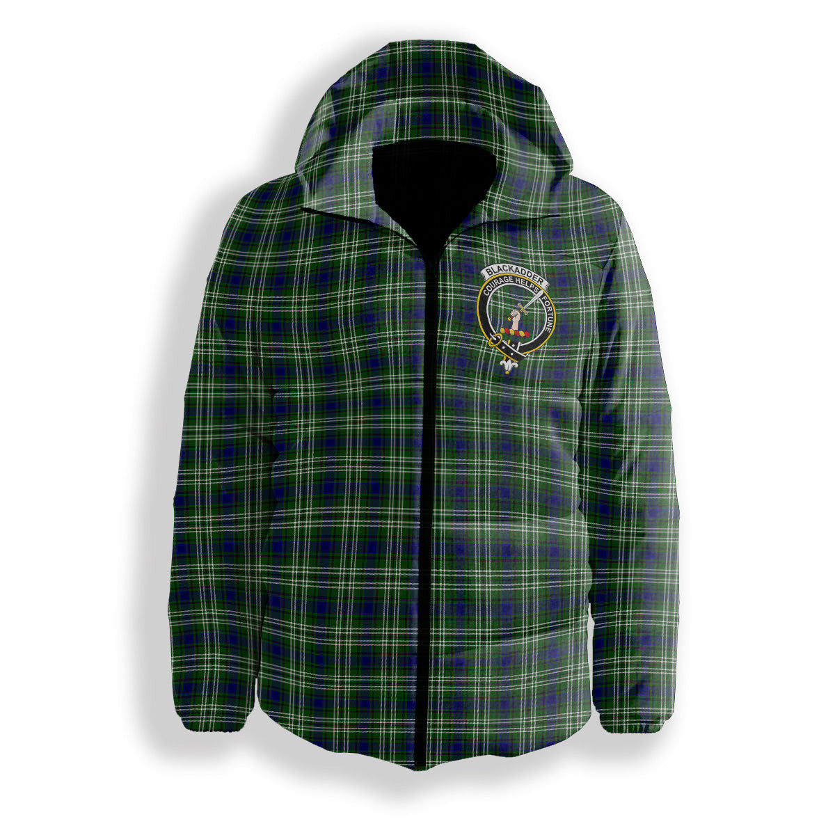 ScotsTee Shop Scottish Blackadder Crest Tartan Down Jacket Winter White Duck Down Plaid