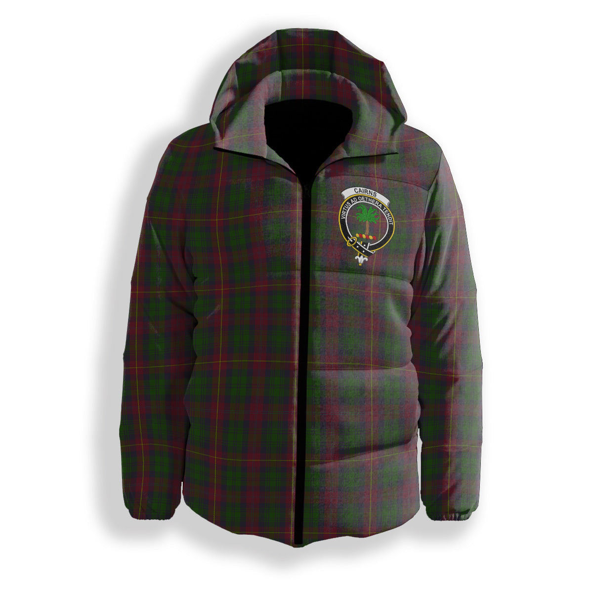 ScotsTee Shop Scottish Cairns Crest Tartan Down Jacket Winter White Duck Down Plaid