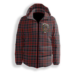 ScotsTee Shop Scottish Borthwick Modern Crest Tartan Down Jacket Winter White Duck Down Plaid