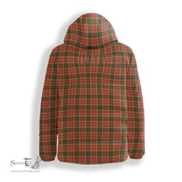 ScotsTee Shop Scottish Buchanan Old Set Weathered Crest Tartan Down Jacket Winter White Duck Down Plaid