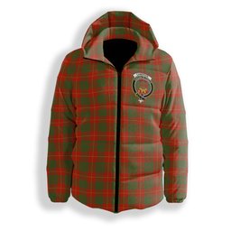 ScotsTee Shop Scottish Cameron Ancient Crest Tartan Down Jacket Winter White Duck Down Plaid