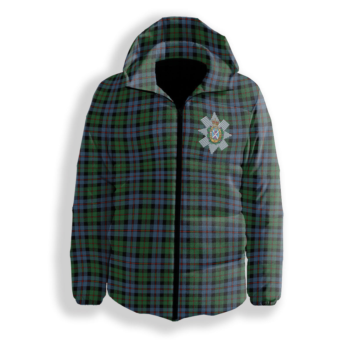 ScotsTee Shop Scottish Black Watch Coarse Kilt Ancient Crest Tartan Down Jacket Winter White Duck Down Plaid